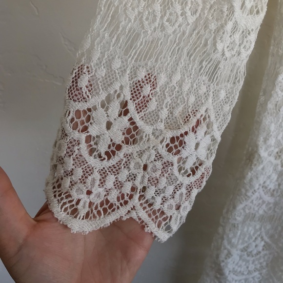 Boutique White Sheer Lace Mini Shift Dress Small - Picture 3 of 5